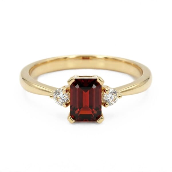 Gullring med granat og diamanter 0.09 ct TW-Si - coc5000733gg